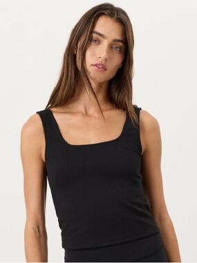 Pact Organic Organic On The Go-To Square Neck Tank Small Black